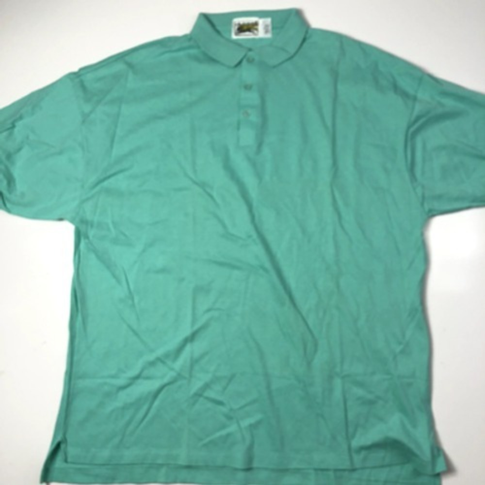 LE TIGRE Vintage‎ Made In USA Teal Green Short Sleeve Polo Shirt 1980's XL NEW